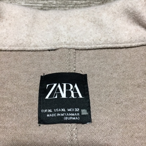 Zara Trench Coat Open Front Women’s XL Cream Oatmeal 100% Polyester - Picture 5 of 7